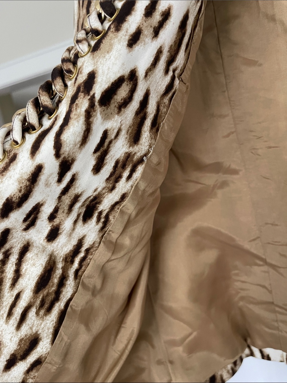 Michael Kors Leopard Print Chain-Trim Open Jacket - Brown/White - Picture 3 of 8